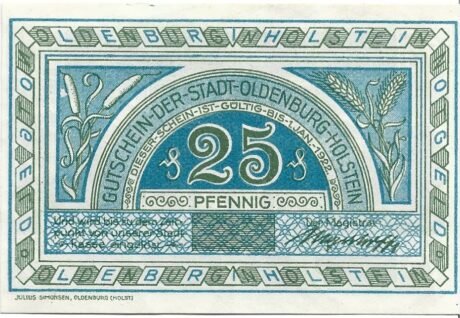 Аверс банкноты 25 fenigów (Niemcy)