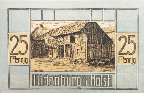 Реверс банкноты 25 fenigów I. Iwersen (Niemcy) 1921