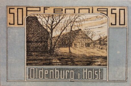 Реверс банкноты 50 fenigów I. Iwersen (Niemcy) 1921