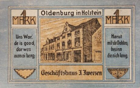 Реверс банкноты 1 marka I. Iwersena (Niemcy) 1921