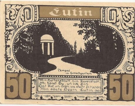 Реверс банкноты 50 fenigów Ost-Holsteinisches Tageblatt und Plöner Zeitung (Niemcy) 1920