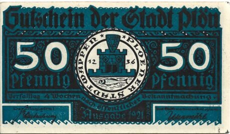 Аверс банкноты 50 fenigów (Niemcy) 1921