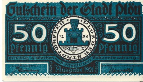 Аверс банкноты 50 fenigów (Niemcy) 1921