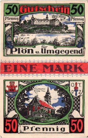 Реверс банкноты 1 marka Ost-Holsteinisches Tageblatt und Plöner Zeitung (Niemcy) 1921