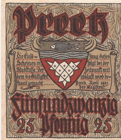 Аверс банкноты 25 fenigów (Niemcy) 1921