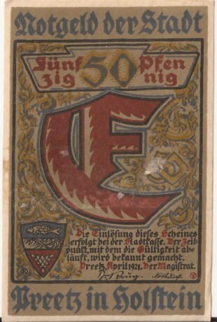 Аверс банкноты 50 fenigów (Niemcy) 1921