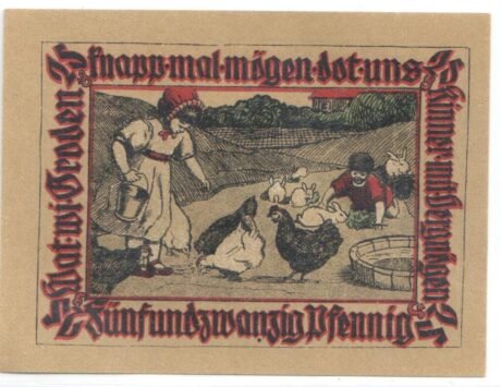 Реверс банкноты 25 fenigów Baugenossenschaft-Eigenheim (Niemcy) 1922