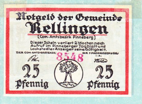 Аверс банкноты 25 fenigów (Niemcy) 1921