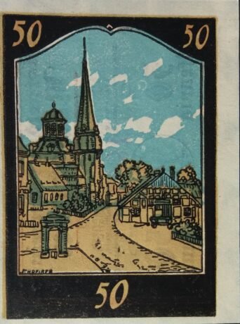 Реверс банкноты 50 fenigów (Niemcy)