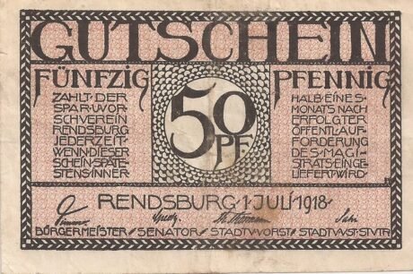 Аверс банкноты 50 fenigów (Niemcy) 1918