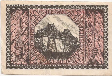 Реверс банкноты 50 fenigów (Niemcy) 1918