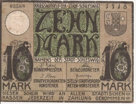 Аверс банкноты 10 марок (Германия) 1918 года