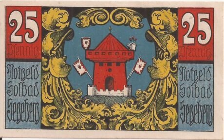 Реверс банкноты 25 fenigów Spar- und Leihkasse (Niemcy) 1920