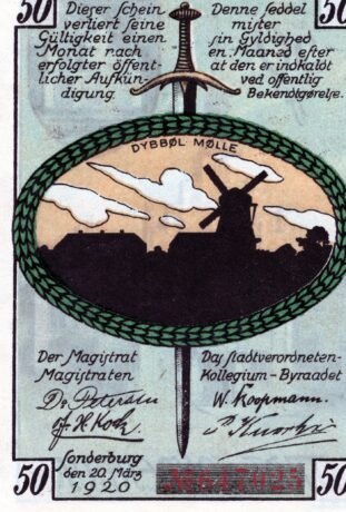 Аверс банкноты 50 fenigów (Niemcy) 1920