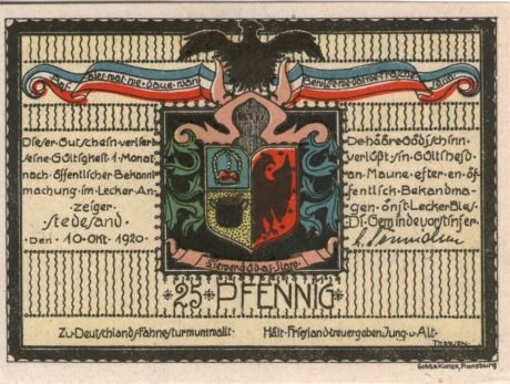 Аверс банкноты 25 fenigów (Niemcy) 1920