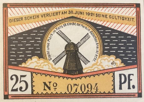 Реверс банкноты 25 fenigów (Niemcy) 1920