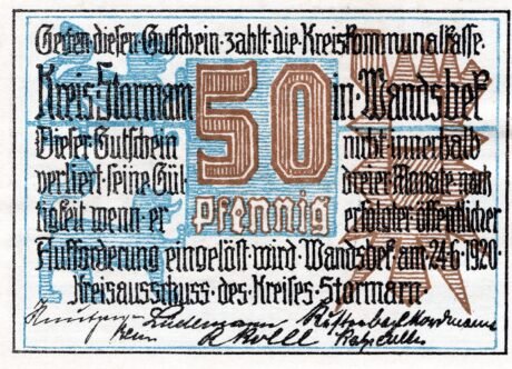 Аверс банкноты 50 fenigów (Niemcy) 1920