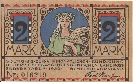 Аверс банкноты 2 marki (Niemcy) 1921