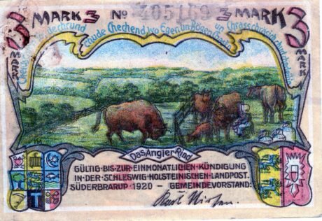 Аверс банкноты 3 марок (Германия) 1920 года