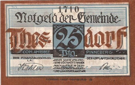 Аверс банкноты 25 fenigów (Niemcy)