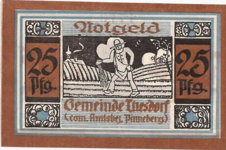 Реверс банкноты 25 fenigów (Niemcy)