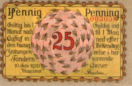 Аверс банкноты 25 fenigów (Niemcy) 1920