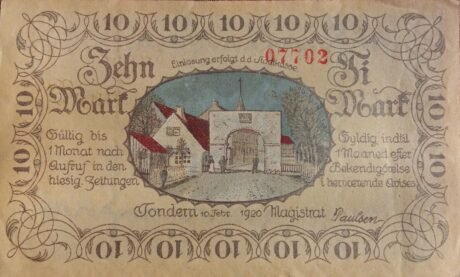 Аверс банкноты 10 marek (Niemcy) 1920