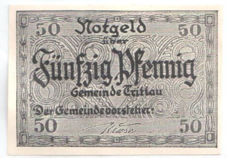 Аверс банкноты 50 fenigów (Niemcy)