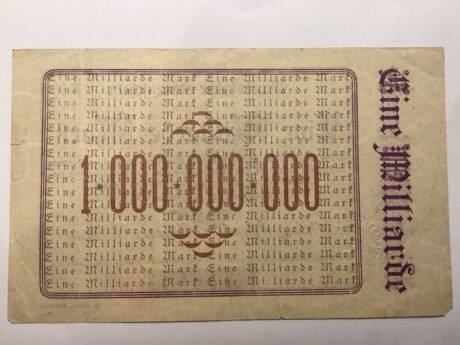 Реверс банкноты 1000000000 марок (Германия) 1923 года