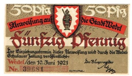 Аверс банкноты 50 fenigów (Niemcy) 1921