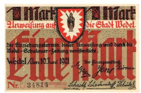 Аверс банкноты 1 marka (Niemcy) 1921