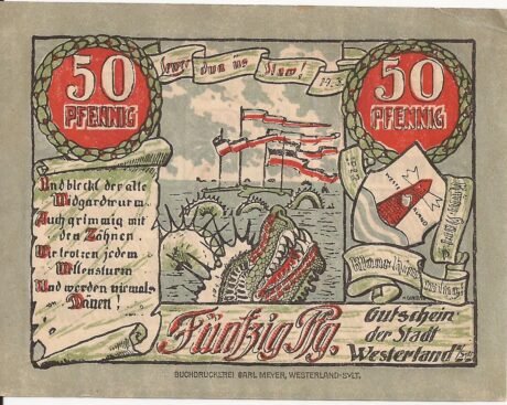 Реверс банкноты 50 fenigów (Niemcy) 1920