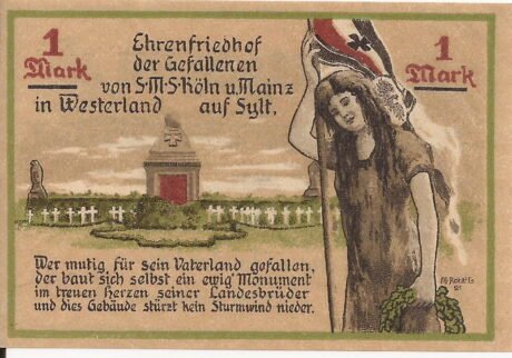 Реверс банкноты 1 znak Verein der Krieger und Kampfgenossen (Niemcy) 1921