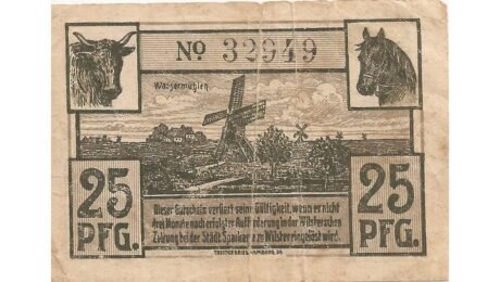 Реверс банкноты 25 пфеннигов Sparkasse (Германия) 1920 года