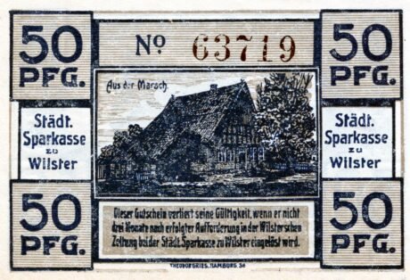 Реверс банкноты 50 fenigów Sparkasse (Niemcy) 1920