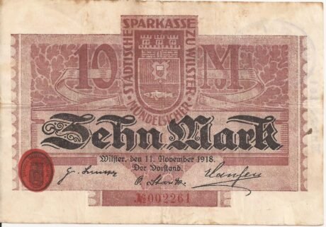 Аверс банкноты 10 marek Sparkasse (Niemcy) 1918