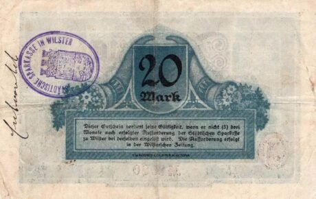 Реверс банкноты 20 Mark Sparkasse (Niemcy) 1918