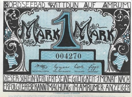 Аверс банкноты 1 marka (Niemcy) 1920