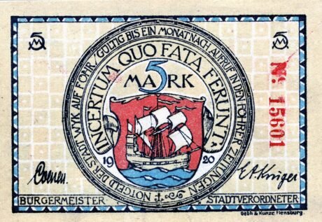 Аверс банкноты 5 marek (Niemcy) 1920