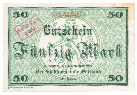 Аверс банкноты 50 marek (Niemcy) 1918