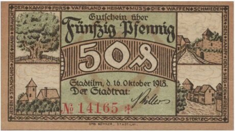 Аверс банкноты 50 fenigów (Niemcy) 1918