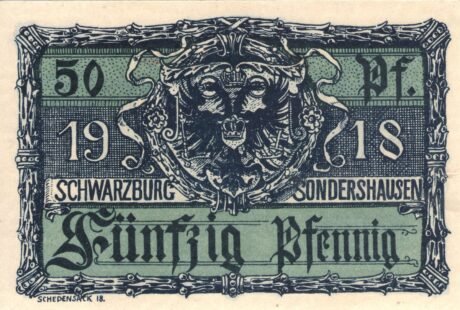 Реверс банкноты 50 fenigów Schwarzburg-Sondershäusisches Ministerium (Niemcy) 1918