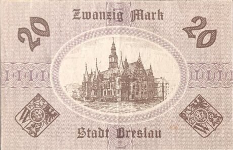 Реверс банкноты 20 marek (Niemcy) 1918