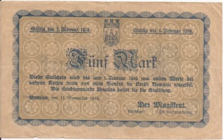 Аверс банкноты 5 marek (Niemcy) 1918