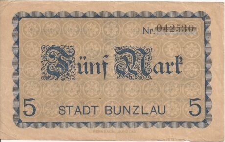 Реверс банкноты 5 marek (Niemcy) 1918