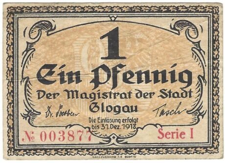 Аверс банкноты 1 fenig (Niemcy) 1916