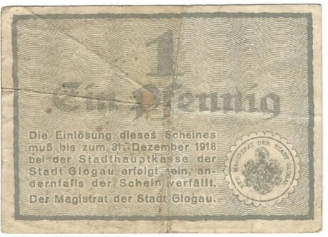 Реверс банкноты 1 fenig (Niemcy) 1916