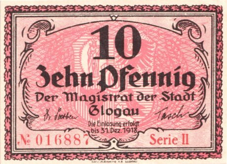 Аверс банкноты 10 fenigów (Niemcy) 1916