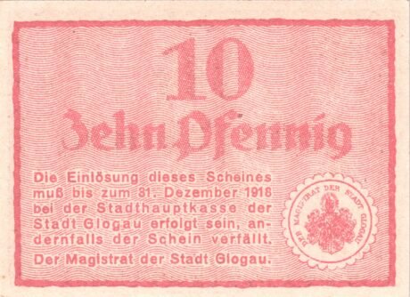 Реверс банкноты 10 fenigów (Niemcy) 1916