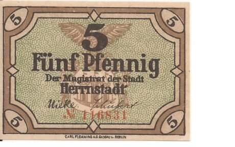 Аверс банкноты 5 пфеннигов (Германия) 1920 года